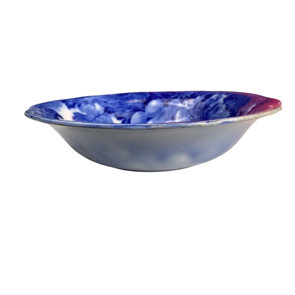 Upper‎ Hanley Pottery England Blue Grape Vine Porcelain Bowl Dish Decor F72Q
